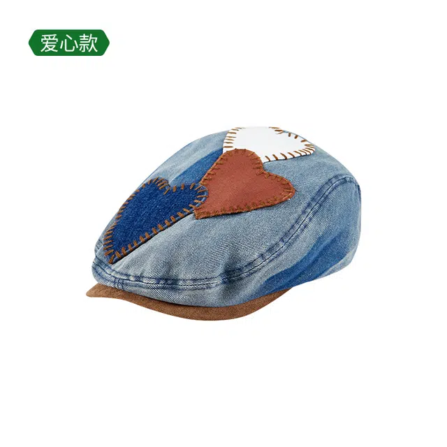 木林森 复古做旧贴标小众水洗牛仔前进帽 春夏大头围显脸小画家帽 棉 贝雷帽 男女同款情侣款