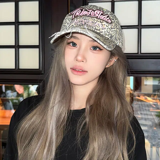 木林森 春夏季迷彩豹纹图案做旧水洗刺绣字母户外出游时尚潮流百搭大头围显脸小 棉 鸭舌帽 男女同款情侣款