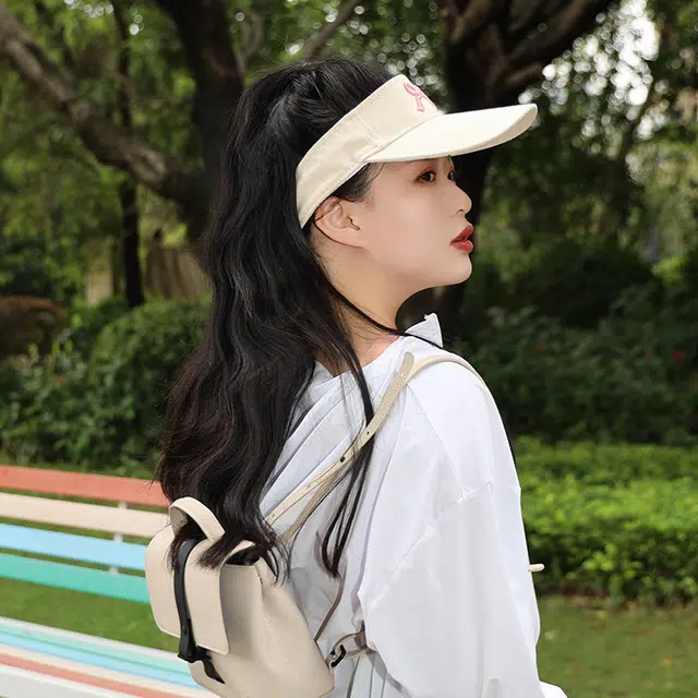 木林森 甜美蝴蝶结刺绣空顶帽子夏季遮阳户外跑步运动潮 棉 防晒帽 男女同款情侣款