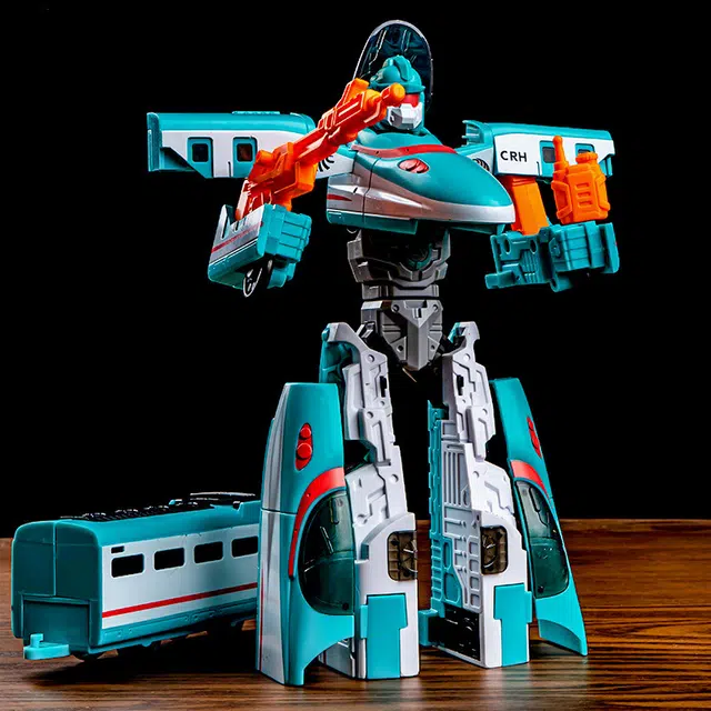 图米鱼 手动拼装火车合体 双向动车模型 机器人机甲变形系列