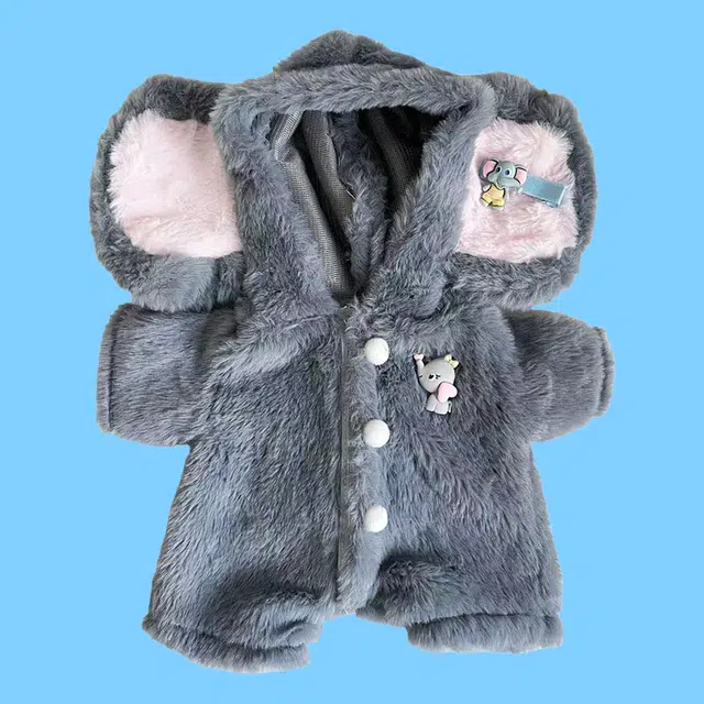 图米鱼 灰小象连体衣 小熊公仔衣服套装小熊毛绒玩偶可爱 娃衣着替