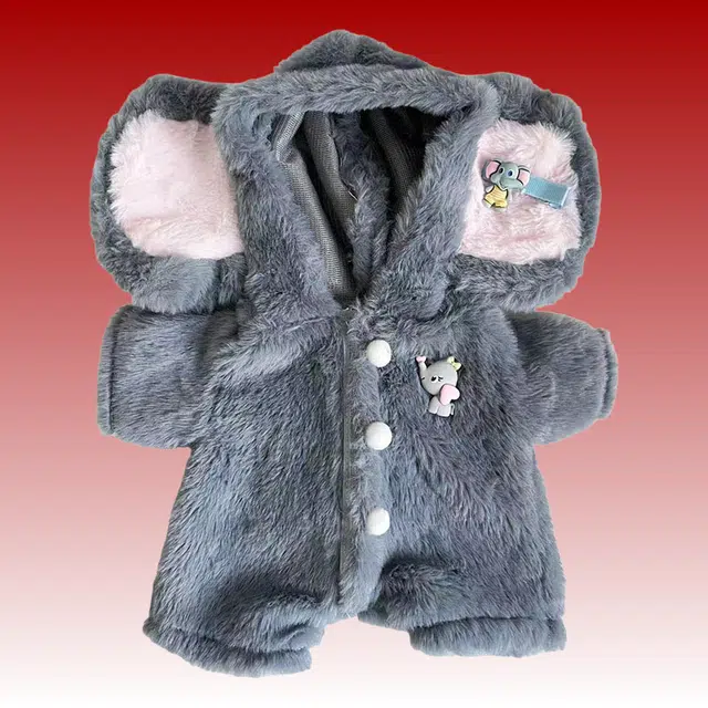 图米鱼 灰小象连体衣 小熊公仔衣服套装小熊毛绒玩偶可爱 娃衣着替