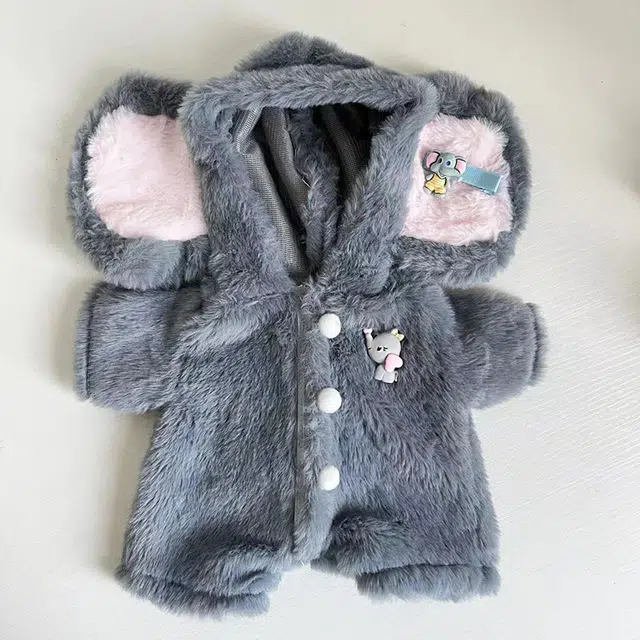 图米鱼 灰小象连体衣 小熊公仔衣服套装小熊毛绒玩偶可爱 娃衣着替