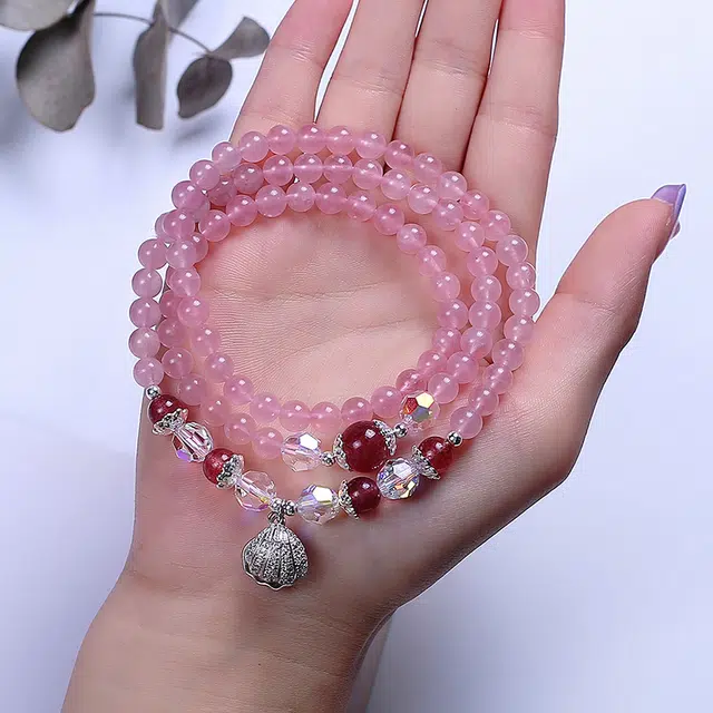 瑞维思 招桃花旺姻缘旺人缘马达加斯加粉晶 水晶 手串 女款