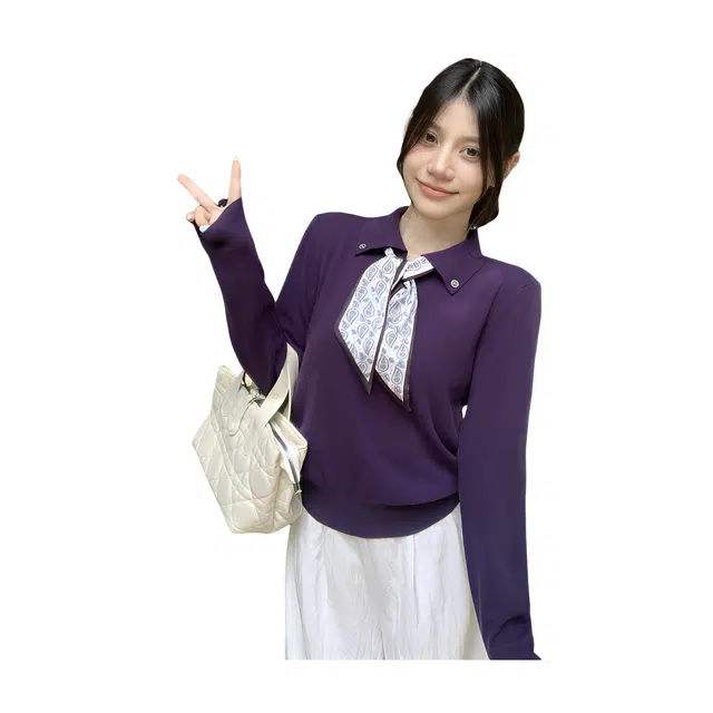 荟萃阁 设计感休闲翻领洋气显瘦休闲百搭针织衫 女款