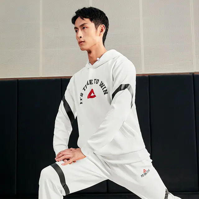匹克 篮球训练系列 款潮流百搭套头运动连帽卫衣 男款 本白