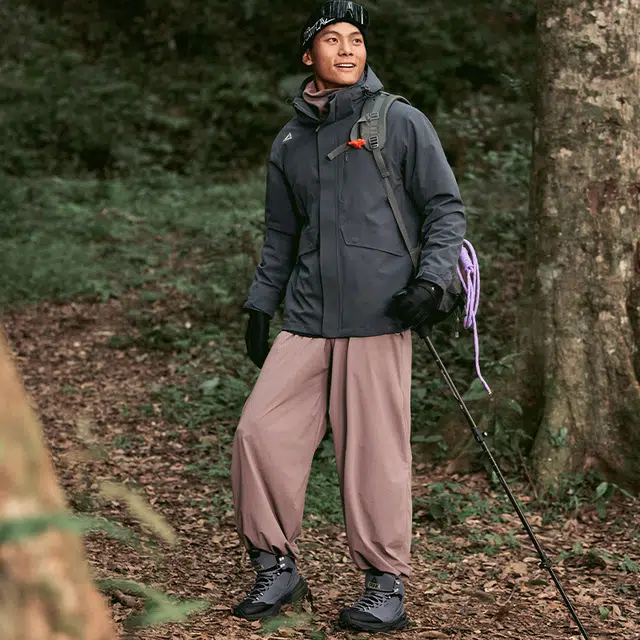 匹克 织物合成革 态极远行 舒适贴合 防滑耐磨 高帮 登山鞋 男款 灰色