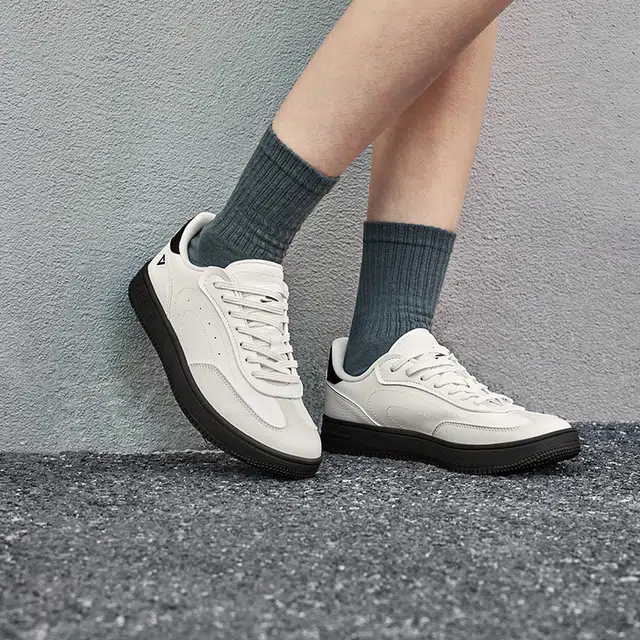 匹克 复古德训风 经典 包裹性减震轻便 低帮 板鞋 女款 乳白灰