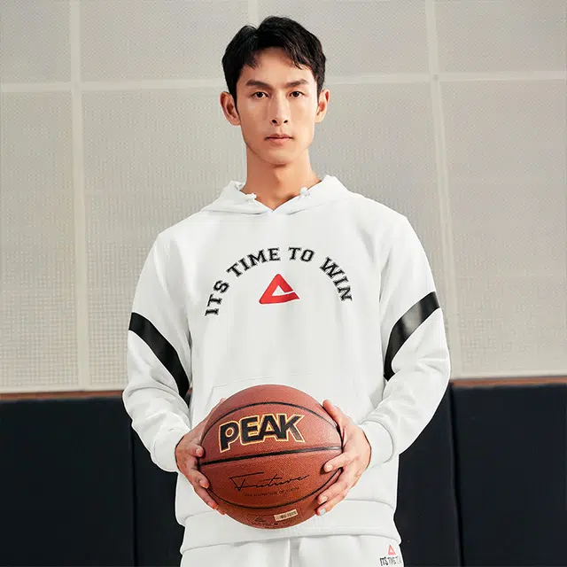 匹克 篮球训练系列 款潮流百搭套头运动连帽卫衣 男款 本白
