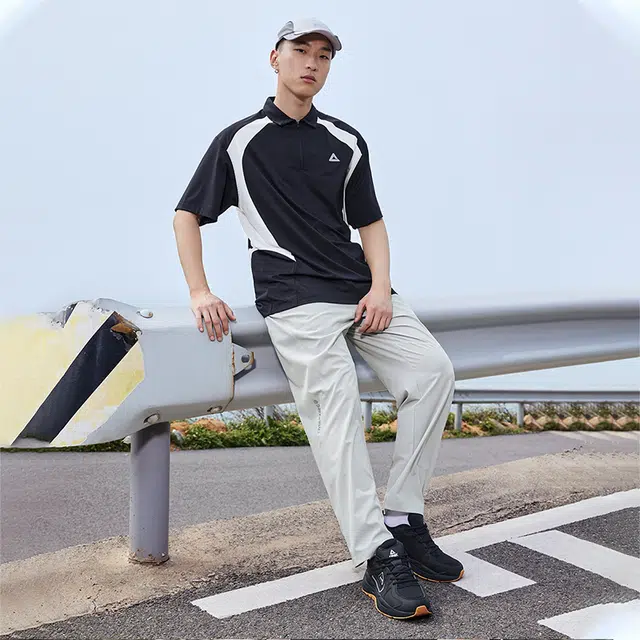 匹克 启系列 纯色基础款夏季梭织长裤宽松透气运动裤百搭健身跑步裤 男款 浅银灰