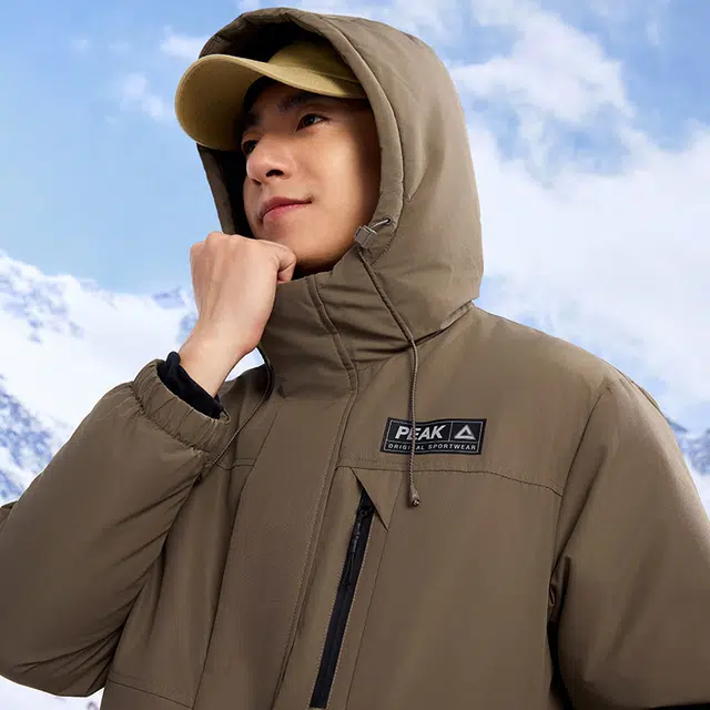 匹克 驭雪系列 三防科技中长款羽绒服冬季户外防水防油防污连帽羽绒服 男女同款 碳灰棕