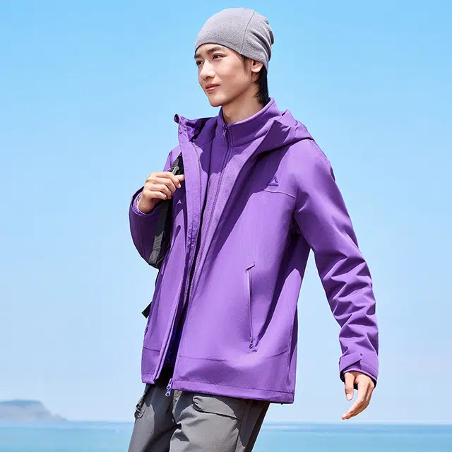 匹克  趣野系列 防水透湿科技 户外纯色轻量化高透气防风雨防油连帽外套污三合一摇粒绒 冲锋衣 男女同款