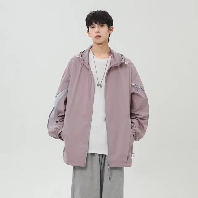 宜而爽 渐变拉链连帽百搭休闲 超轻防水防晒服 男女同款