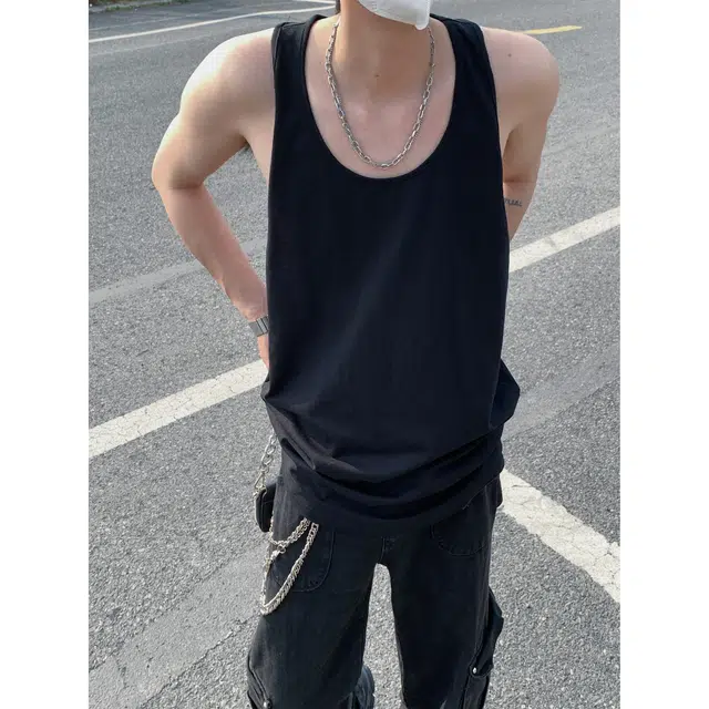 宜而爽 日系简约纯色经典宽松舒适亲肤打底衫纯棉基础款百搭跑步健身运动吸汗透气无性别主义潮流个性无袖圆领背心 男女同款