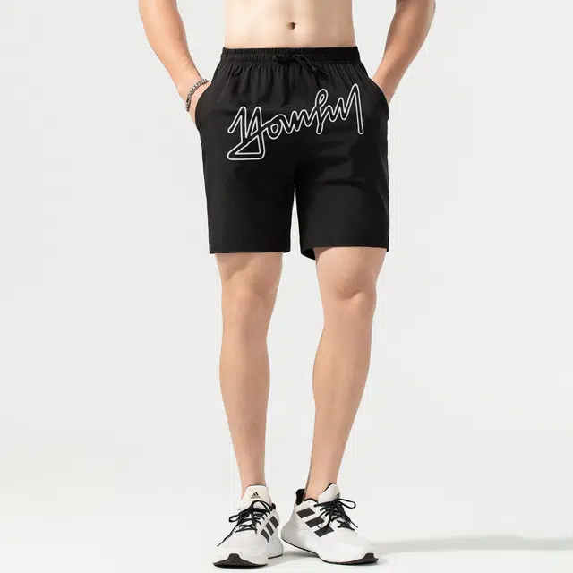 宜而爽 美式复古潮牌个性镂空签名字母印花宽松舒适日常简约通勤基础款运动百搭篮球运动三分裤轻薄透气时尚休闲短裤 男女同款