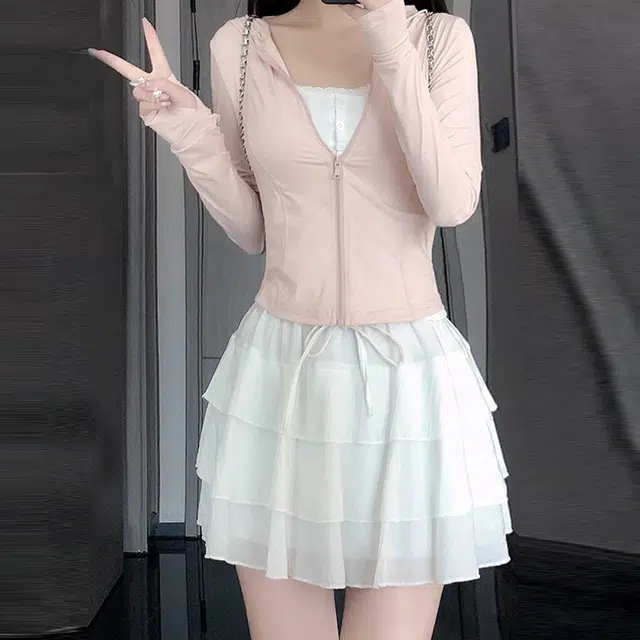 花蔓色 复古户外多功能修身短款长袖透气防紫外线上衣防晒服 女款
