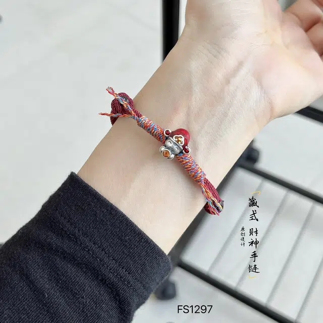 银之岚 滴胶财神藏式调节 国潮小众轻奢好运 足银 手链 男女同款情侣款