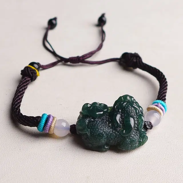 菲燕 精雕正品 老坑 貔貅 糯种 翡翠手链 男女同款情侣款