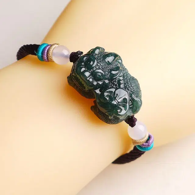 菲燕 精雕正品 老坑 貔貅 糯种 翡翠手链 男女同款情侣款