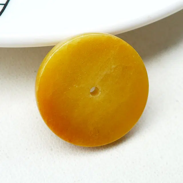 菲燕 特色黄翡平安扣翡翠玉器平安扣 糯种 吊坠 男女同款情侣款