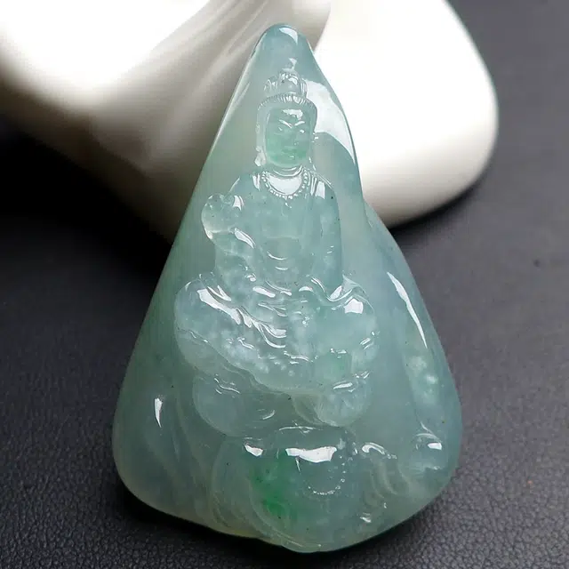 菲燕 普贤菩萨 精雕随型 糯种 翡翠吊坠 男女同款情侣款