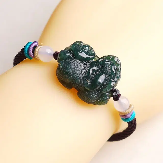 菲燕 精雕正品 老坑 貔貅 糯种 翡翠手链 男女同款情侣款
