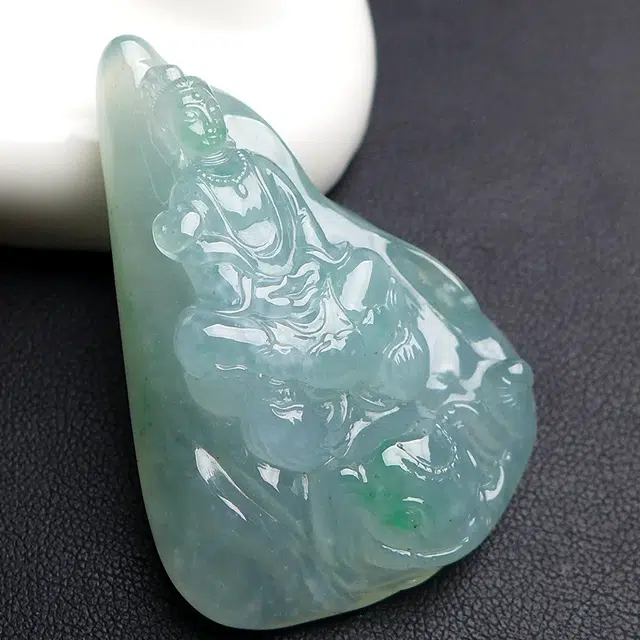 菲燕 普贤菩萨 精雕随型 糯种 翡翠吊坠 男女同款情侣款