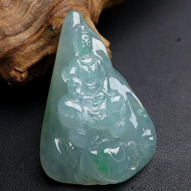 菲燕 普贤菩萨 精雕随型 糯种 翡翠吊坠 男女同款情侣款