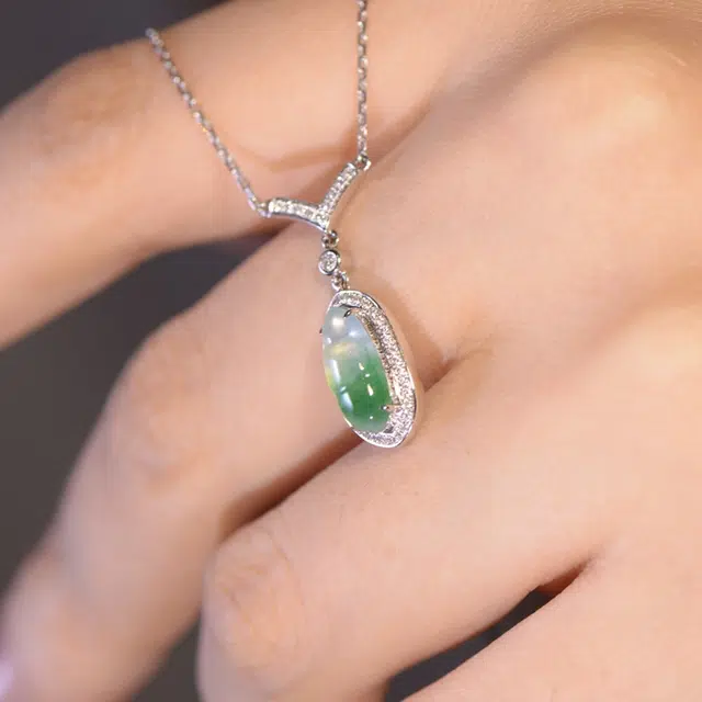 菲燕 福豆锁骨链 糯冰 翡翠项链 男女同款情侣款