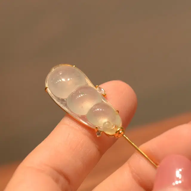 菲燕 福豆 新中式复古民族风轻奢高级感 糯种 翡翠胸针 男女同款情侣款