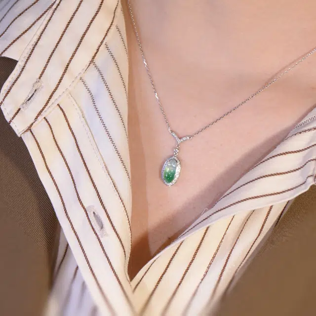 菲燕 福豆锁骨链 糯冰 翡翠项链 男女同款情侣款
