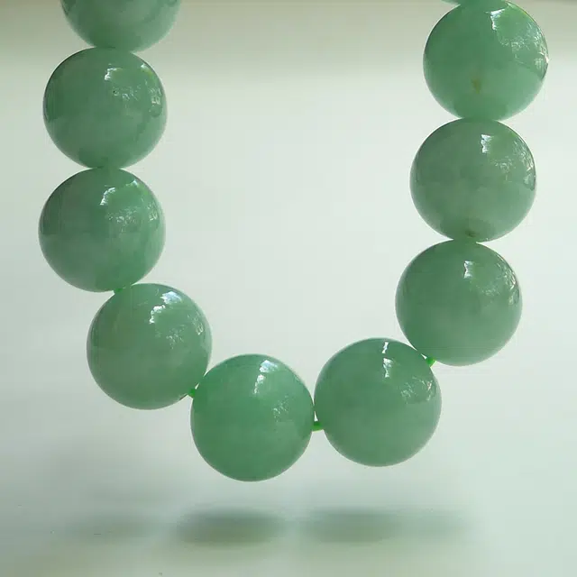 菲燕 好运浅绿色佛珠两用款 糯种 翡翠手串 女款