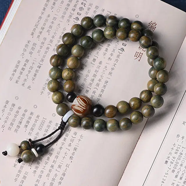 【考试考公上岸】 希笛拉 莲花转运珠 好运连连 新中式国潮双圈叠戴复古文玩盘玩佛珠念珠 礼盒装#好运 绿檀 手串 男女同款情侣款