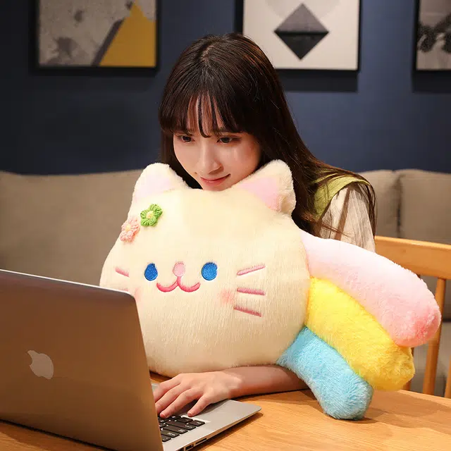 安之静雅 彩虹小花猫小兔抱枕 布娃娃 玩偶 毛绒公仔