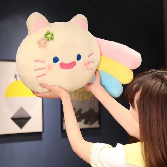 安之静雅 彩虹小花猫小兔抱枕 布娃娃 玩偶 毛绒公仔