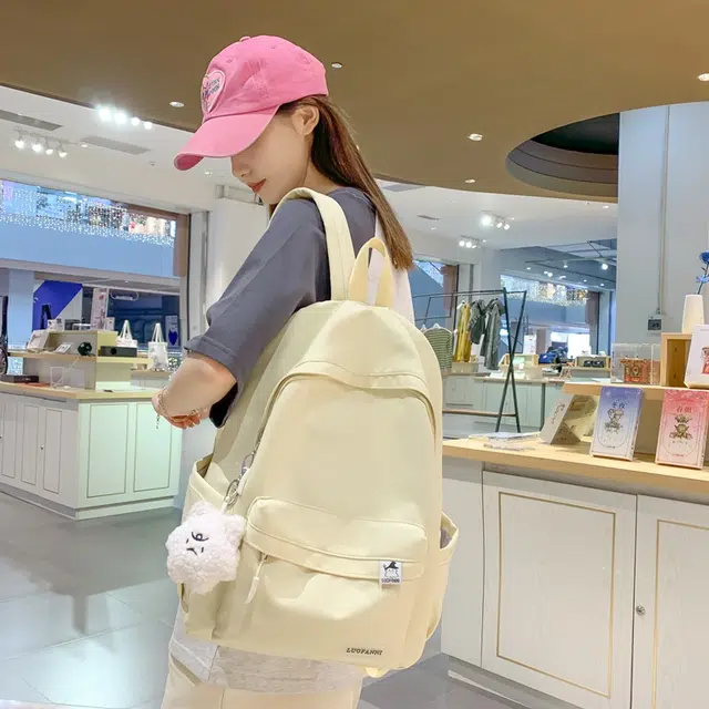 單倉 高颜值日系简约学院风大容量书包初高中学生纯色轻便百搭旅行 电脑背包 尼龙 双肩包 常规 男女同款情侣款 多色