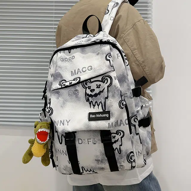 單倉 小众美式高街时尚潮流印花轻便初高中学工装帅气旅行 尼龙 双肩包 男女同款情侣款 多色