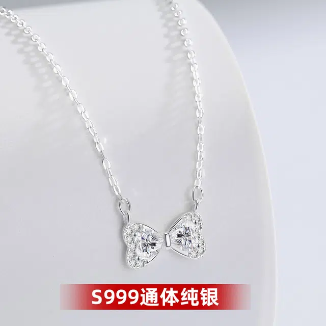 艾卡拉 韩系爱心女小众设计 银 项链 男女同款情侣款