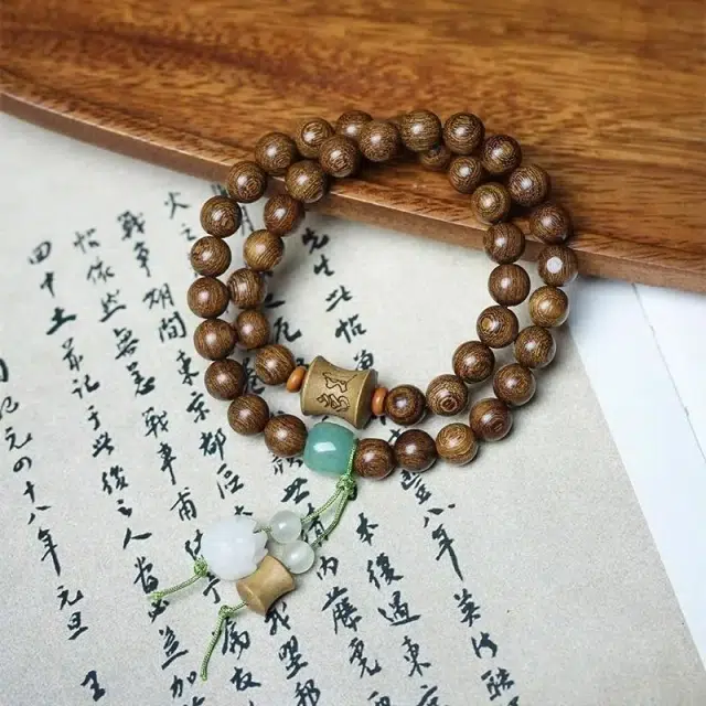 艾卡拉 精品六字真言佛珠文玩 檀木 手串 男女同款情侣款