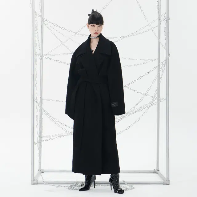 455EMBLE Wool Robe Coat Black