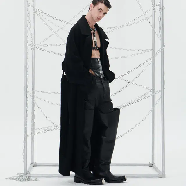 455EMBLE Wool Robe Coat Black