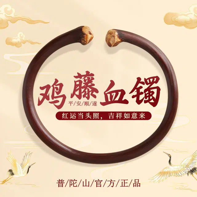 【普陀山官方已祝福】 普陀山文创 藏式木作节新中式复古转运国风 生日送礼礼盒装 鸡血藤 手镯 男女同款情侣款