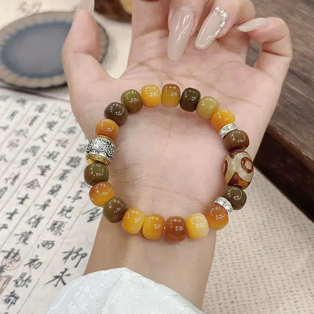 【普陀山官方已过香】 普陀山文创 民族风藏式转运天珠 新中式招财纳福平安手饰 生日#好运礼 菩提根 手串 男女同款情侣款