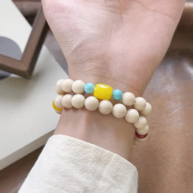 【普陀山官方已过香】 普陀山文创 新中式气质显白串珠民族风藏式念珠串 白松石 手串 男女同款情侣款