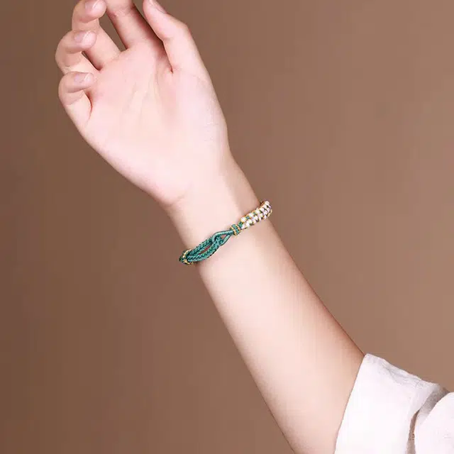 【普陀山官方已祝福】 普陀山文创 桃花朵朵铃兰花手工编织手绳转运可调节配饰 礼盒装 编绳织物 手链 女款