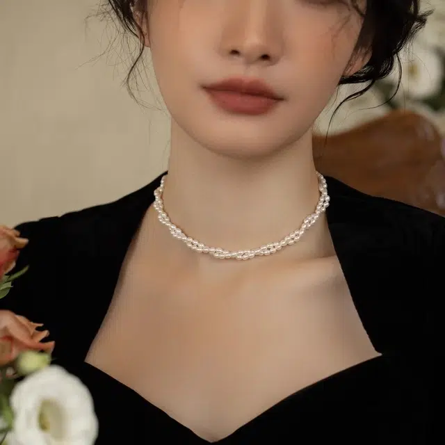 伊灿 双层缠绕叠戴小米粒仿珍珠 合金 项链 女款