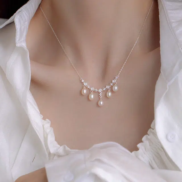 伊灿 小众水滴椭圆 合金镀银 项链 女款