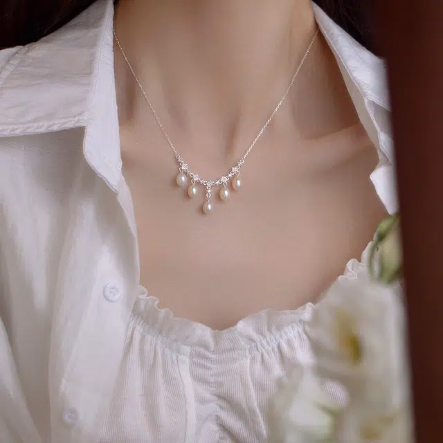 伊灿 小众水滴椭圆 合金镀银 项链 女款