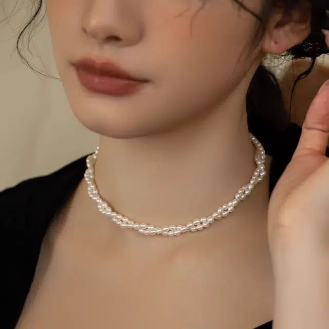 伊灿 双层缠绕叠戴小米粒仿珍珠 合金 项链 女款