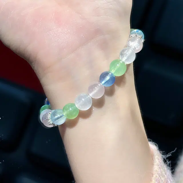 中鑫珠宝 彩韵冰心多宝水晶 紫水晶海蓝宝串珠路路通 月光石 手串 女款